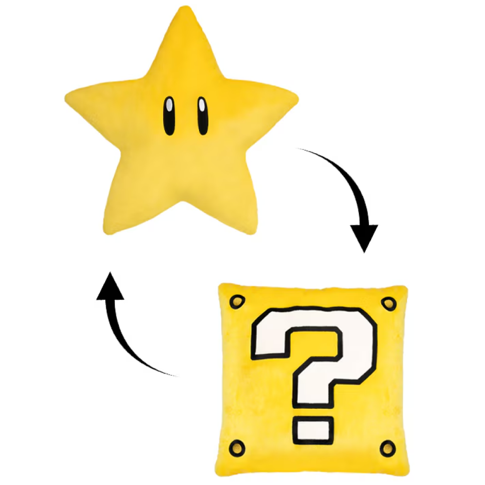 SUPER NINTENDO WORLD Reversible Super Star & ? Block Pillow