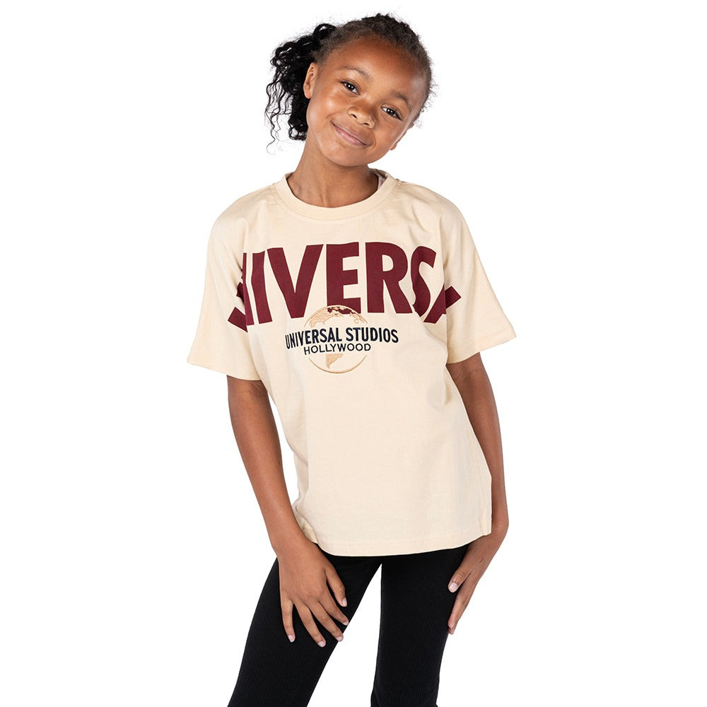 Universal Hollywood Logo Embroidered Youth T-Shirt-5