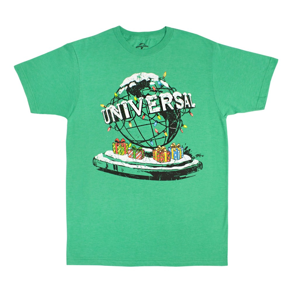 Universal Globe Holiday T-Shirt, Green/Red, X-Large