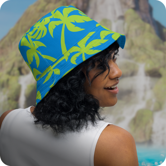 Image featuring girl wearing a bucket hat - click to shop Hats now!