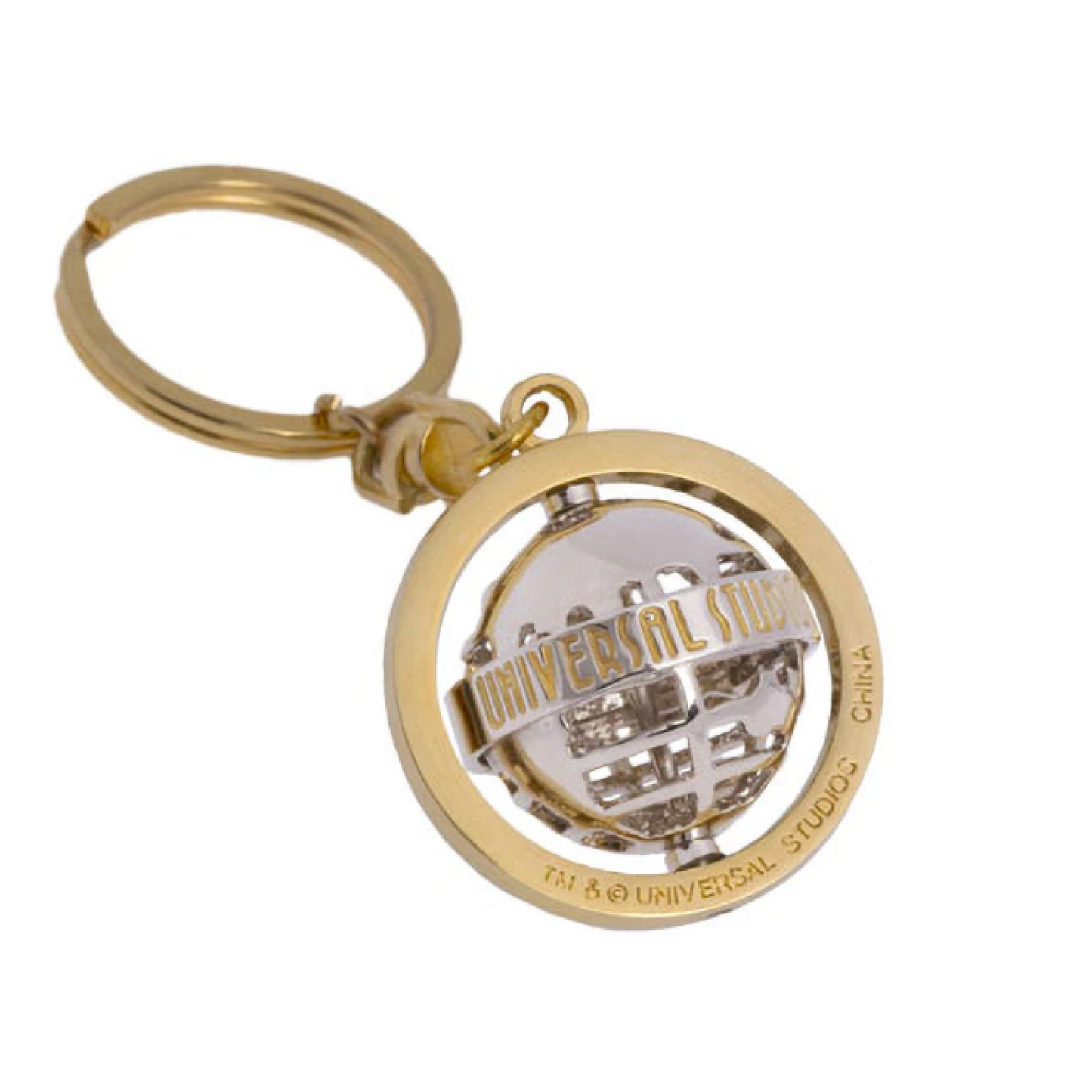 Universal Studios Gold Tone Spinning Keychain