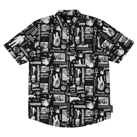 Classic Universal Monsters Black &amp; White Button-Up Adult Shirt