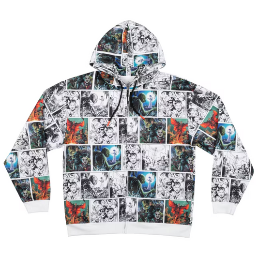 Dark Universe Monsters Comic Strip Hooded Adult Fleece