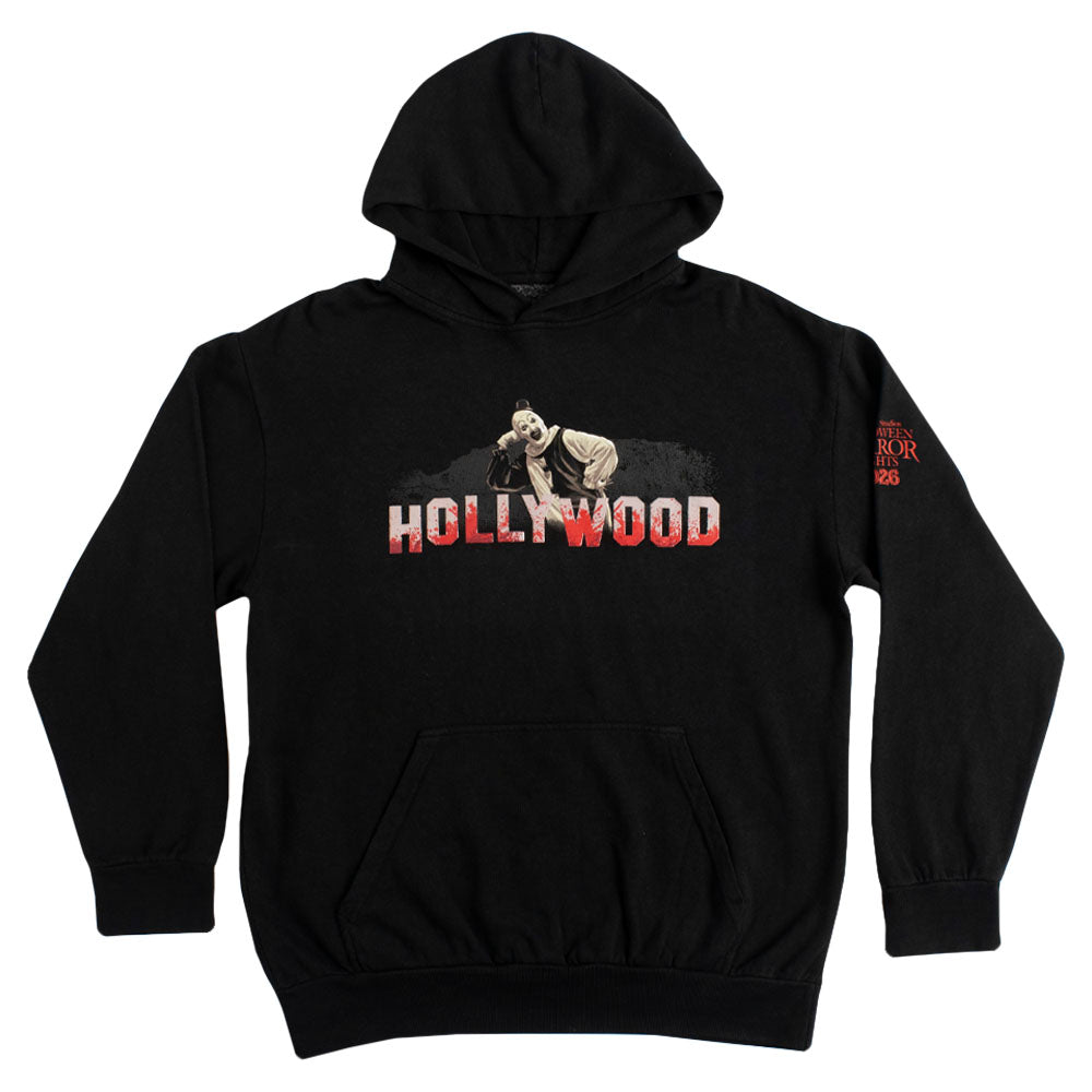 Halloween Horror Nights 2026 Hollywood Sign Art the Clown Hoodie-1
