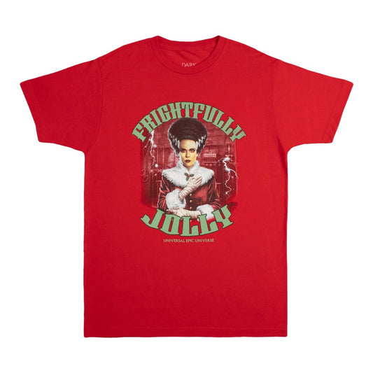 Universal Monsters Bride of Frankenstein Holiday T-Shirt, Red, Small