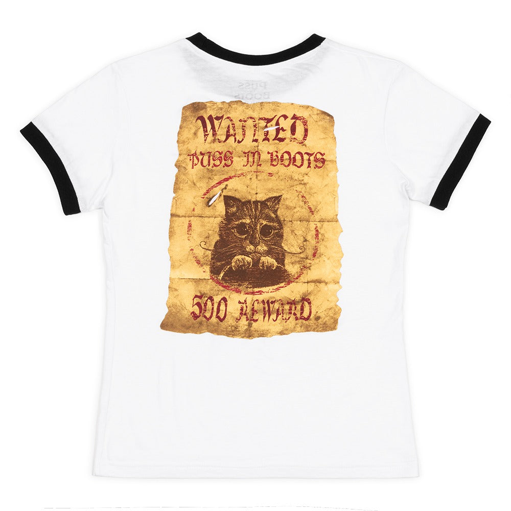 Shrek Puss in Boots Youth Ringer T-Shirt, White, Medium