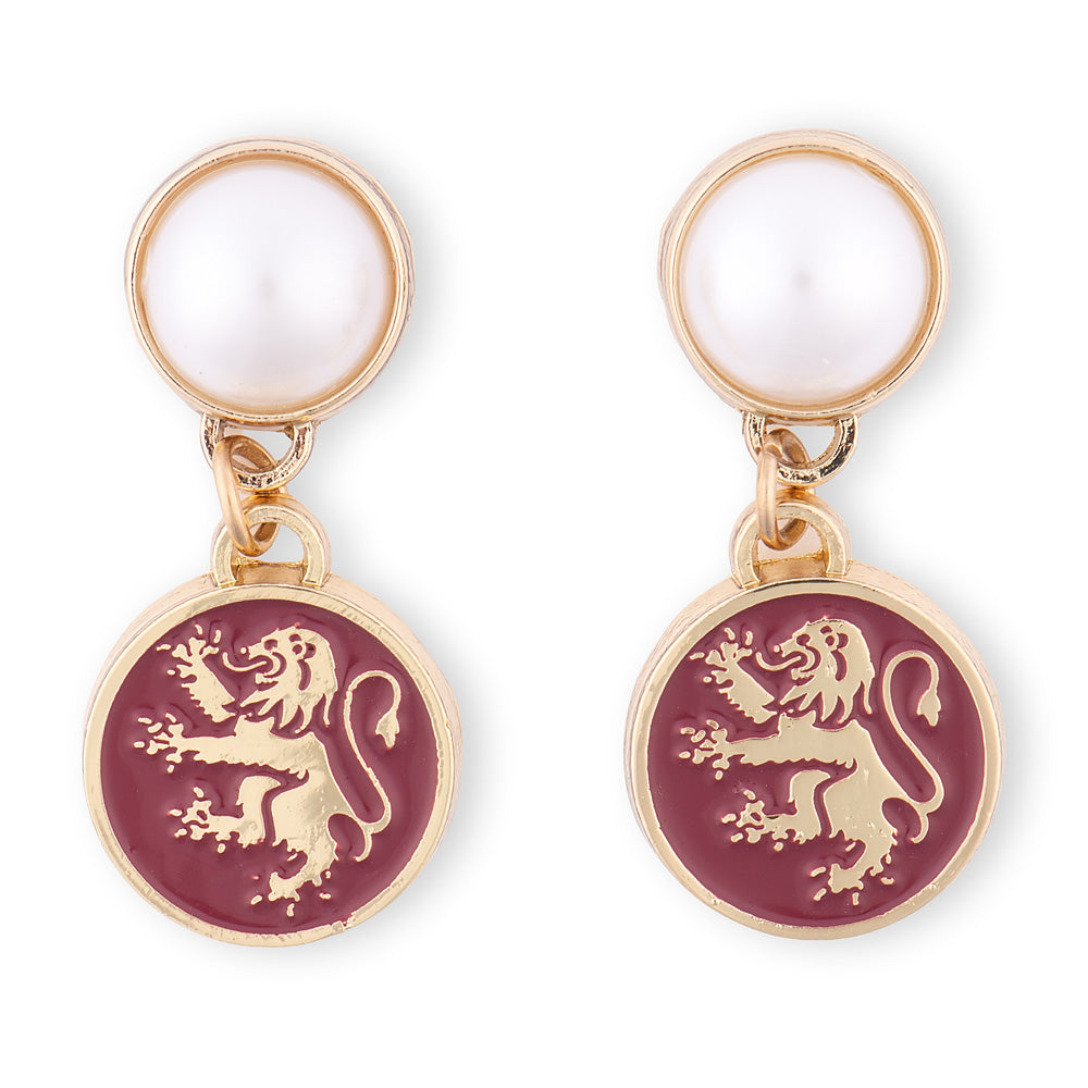 Harry Potter Earrings of Gryffindor™ Crest with Pearl