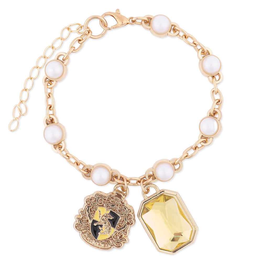 Harry Potter Bracelet of Hufflepuff™ Crest with Pearl