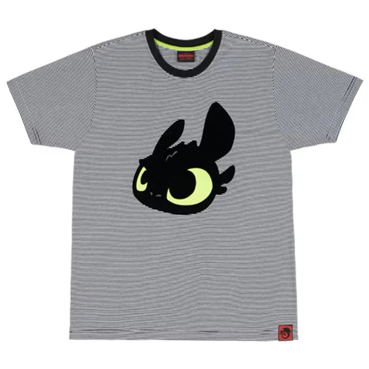 How To Train Your Dragon Toothless Striped Adult Tee - Black/White - XXXL