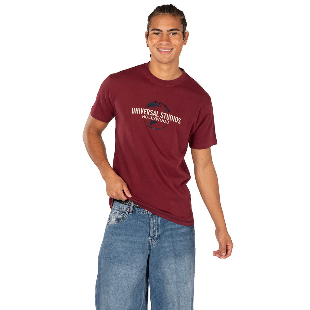 Universal Studios Hollywood Maroon Embroidered Logo T-Shirt-5