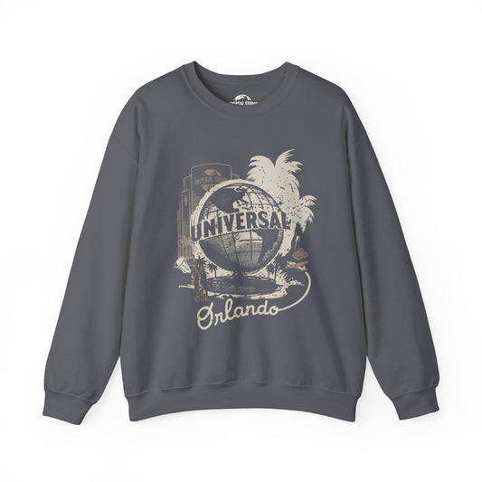 Universal orlando resort globe crewneck sweatshirt - charcoal