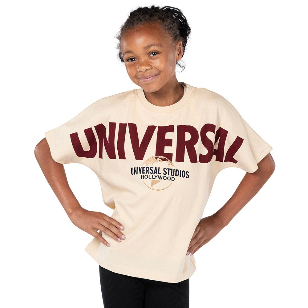 Universal Hollywood Logo Embroidered Youth T-Shirt-6