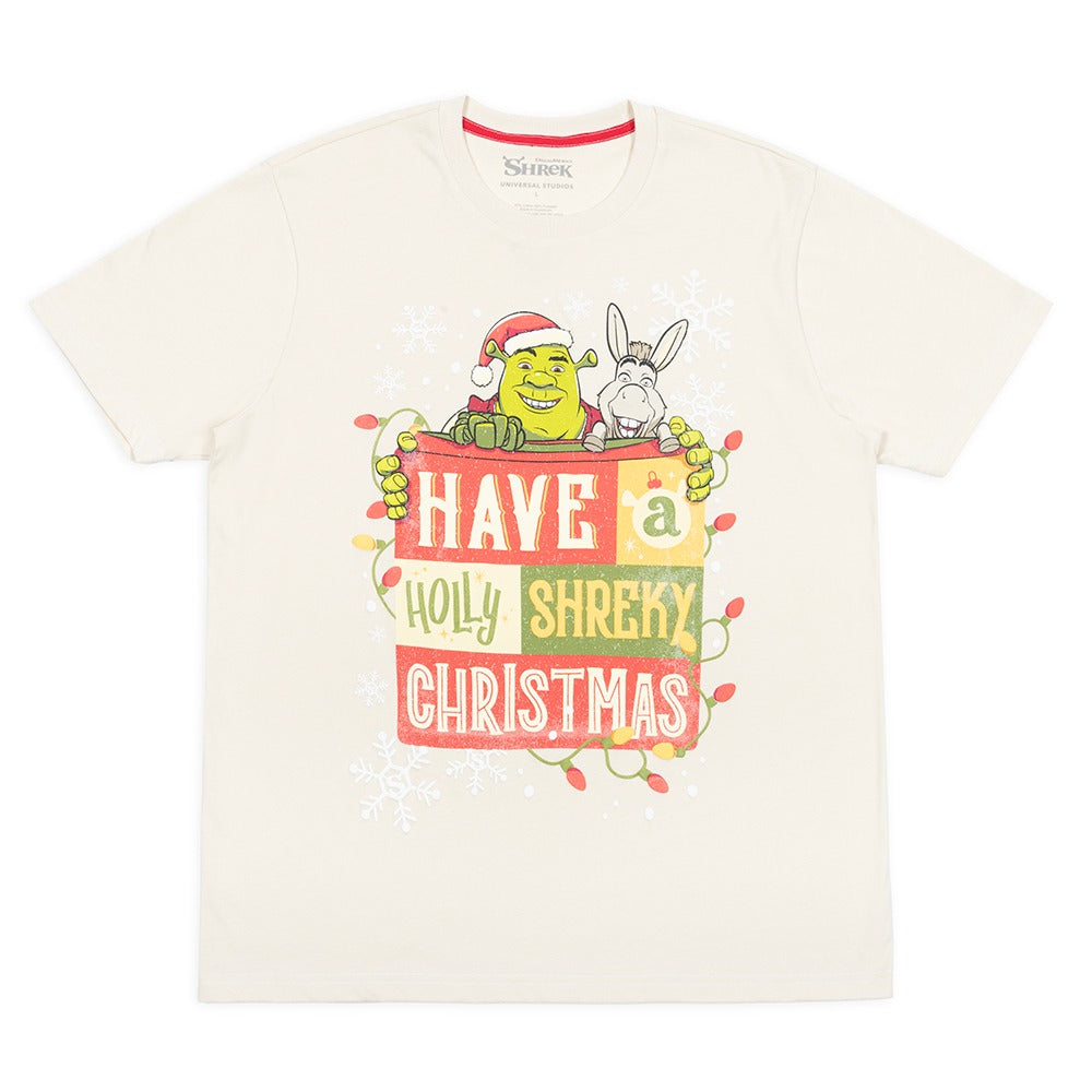 Shrek Have a Holly Shreky Christmas T-Shirt, Cream, Large