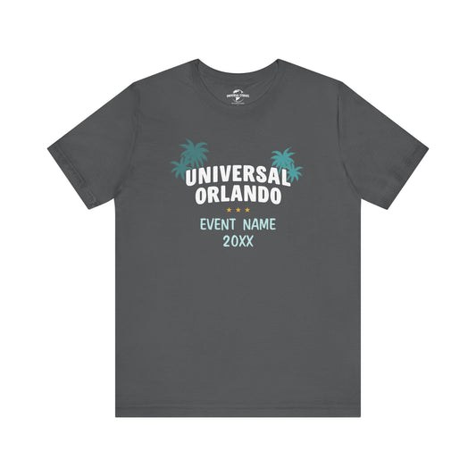Universal orlando resort event name personalized t-shirt - asphalt
