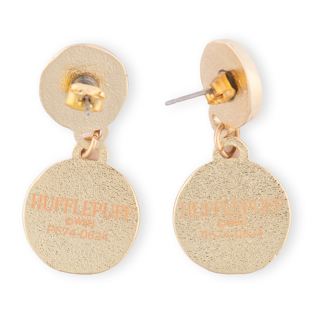 Harry Potter™ Earrings of Hufflepuff™ Crest with Pearl