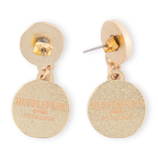 Harry Potter™ Earrings of Hufflepuff™ Crest with Pearl