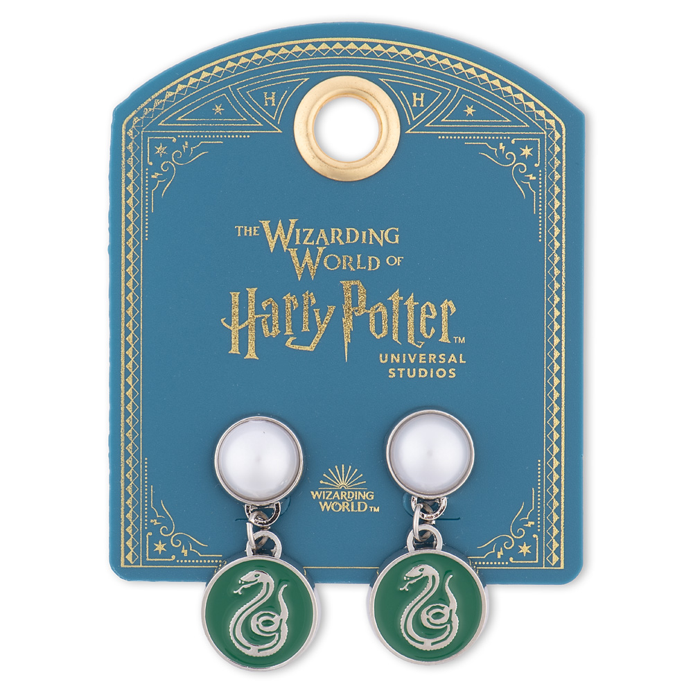 Harry Potter™ Earrings of Slytherin™ Crest with Pearl