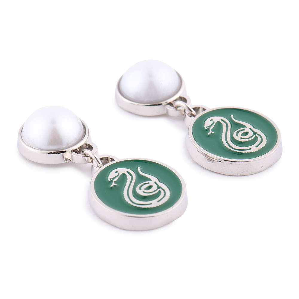 Harry Potter™ Earrings of Slytherin™ Crest with Pearl