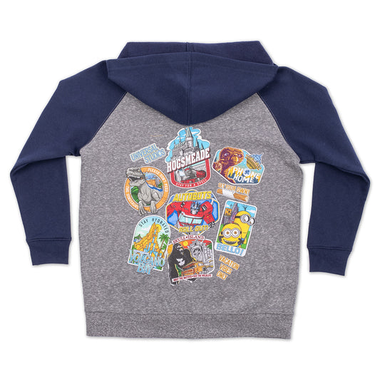 Universal Orlando Resort Collage Youth Zippered Hooded Sweatshirt