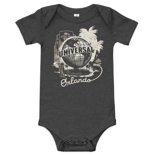 Universal orlando resort globe baby bodysuit - dark grey heather