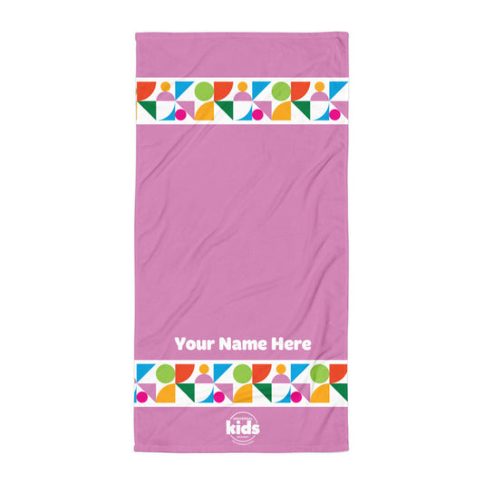 Universal kids resort personalized beach towel - pink