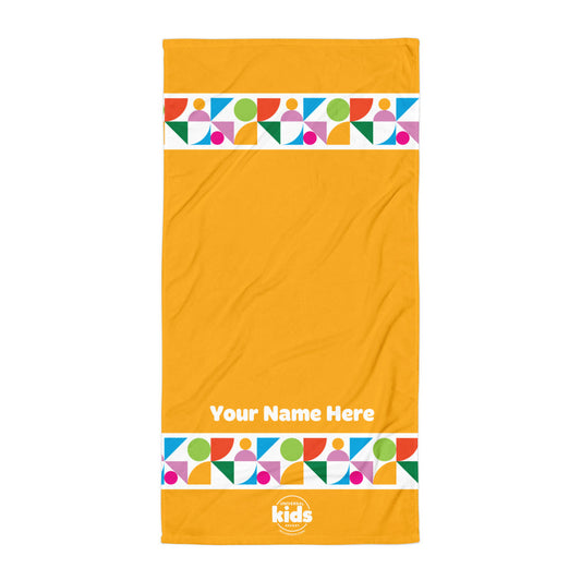 Universal kids resort personalized beach towel - yellow