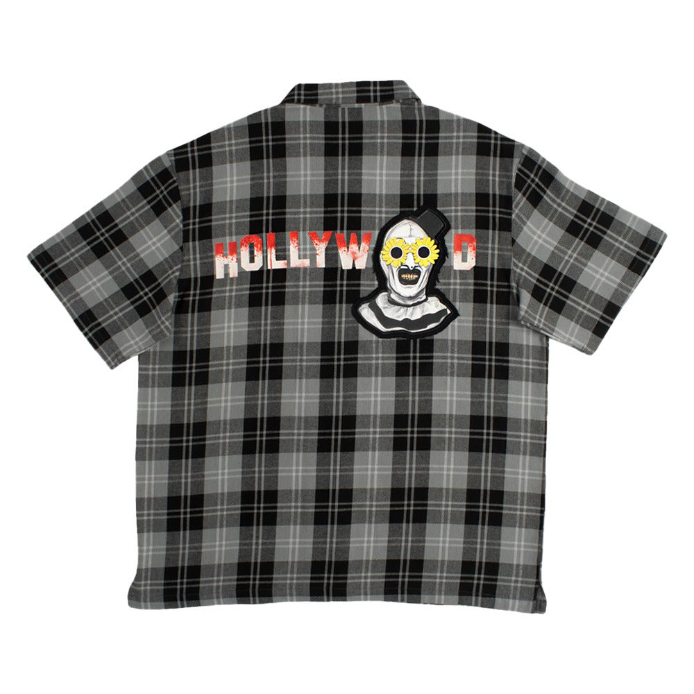 Halloween Horror Nights 2026 Universal Hollywood Art the Clown Plaid Button Up Shirt, Plaid, Medium