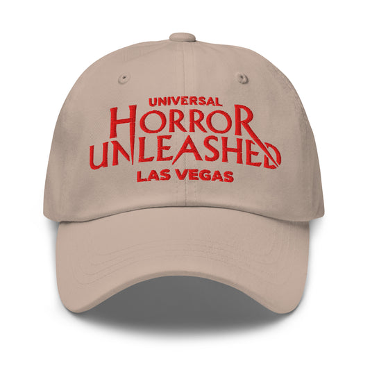 Universal horror unleashed logo embroidered dad hat - stone
