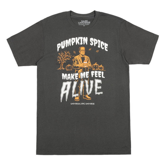 Frankenstein Pumpkin Spice Make Me Feel Alive T-Shirt, Black, Small