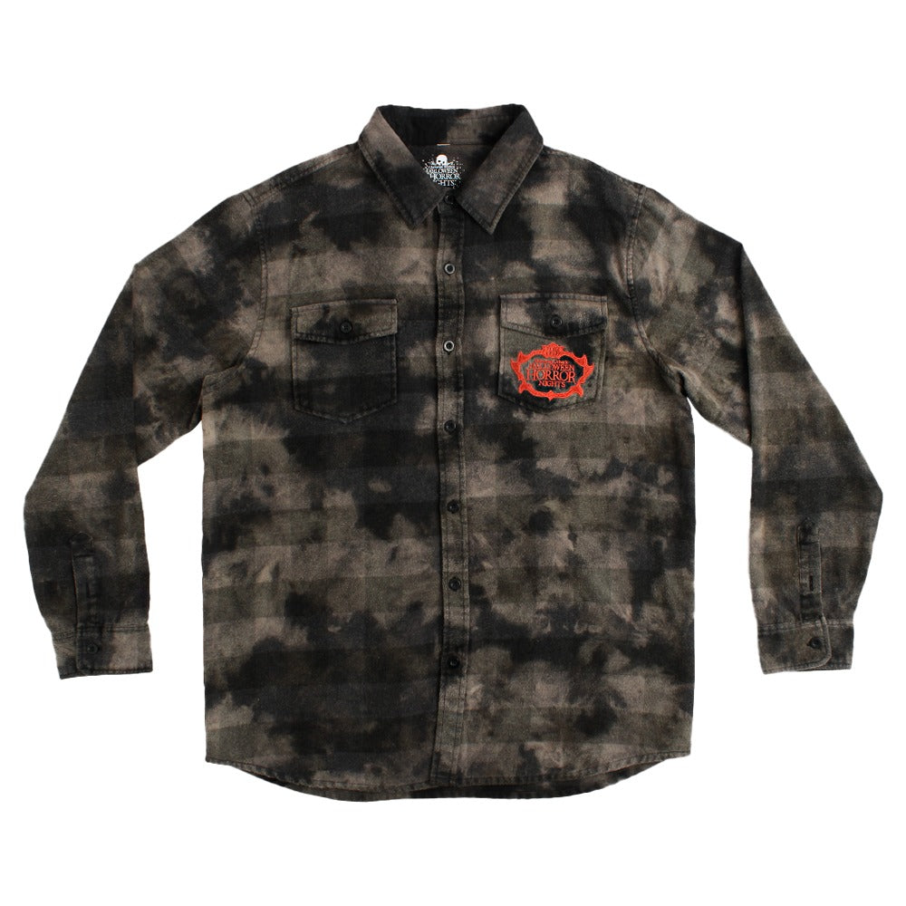 Halloween Horror Nights 2026 Icons Plaid Long Sleeve Button-Up Shirt, Multi, XX-Large
