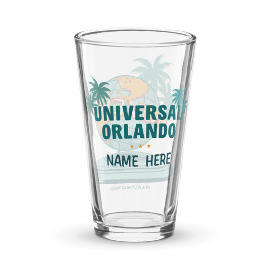 Universal Orlando Resort Vintage Globe Personalized Pint Glass