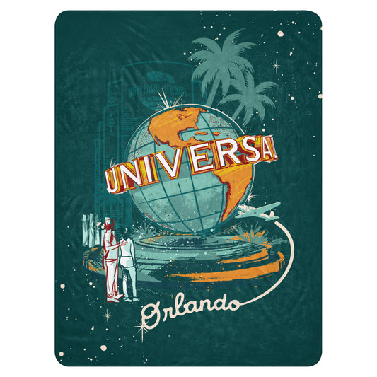 Universal Orlando Resort Vintage Globe Sherpa Blanket