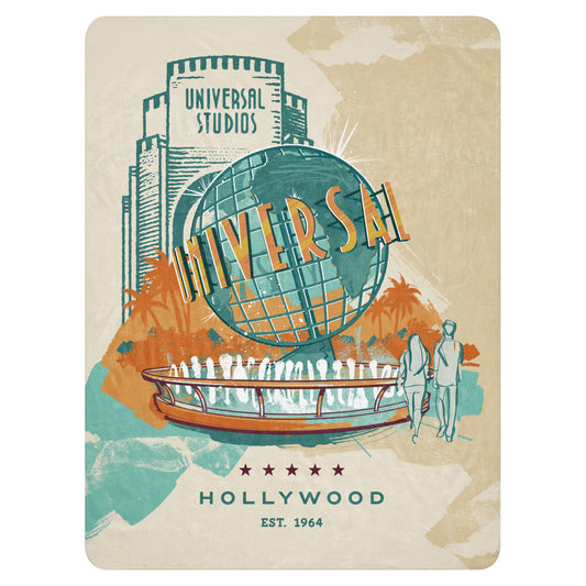 Universal Studios Hollywood Vintage Globe Sherpa Blanket