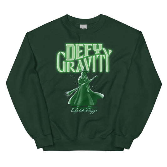 Wicked defy gravity crewneck sweatshirt - forest green