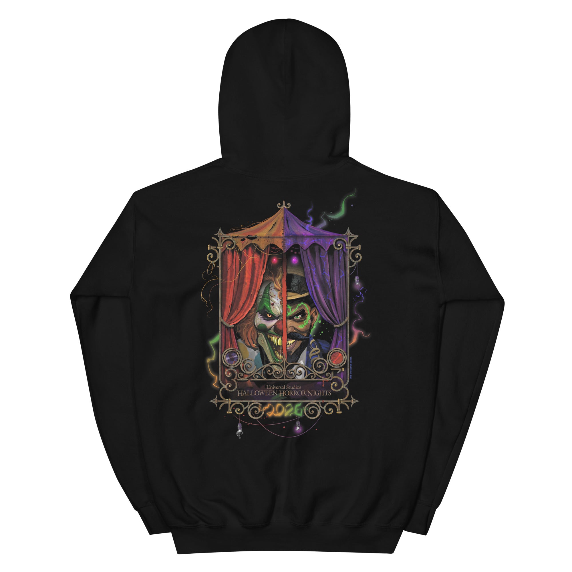 Halloween Horror Nights 2026 Hoodie Featuring Jack the Clown and