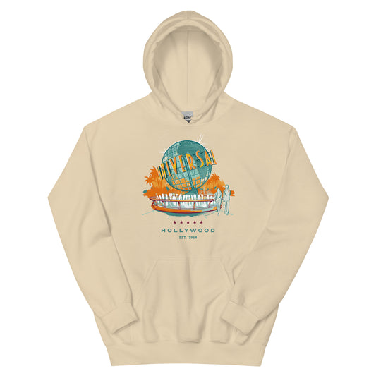 Universal studios hollywood vintage globe hoodie - sand