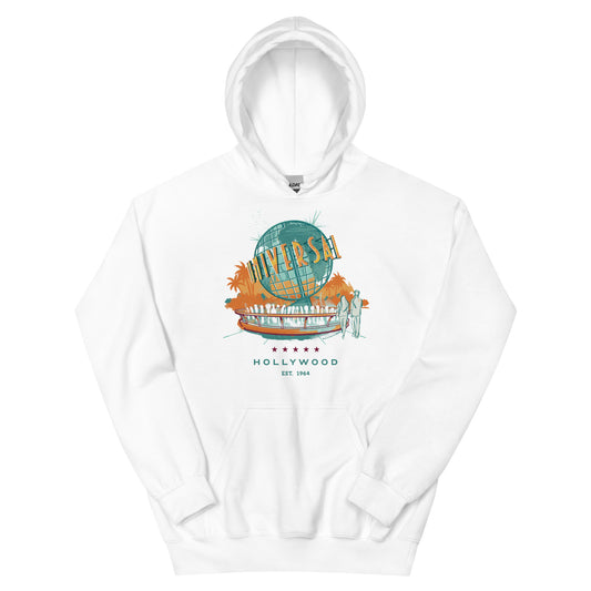 Universal studios hollywood vintage globe hoodie - white