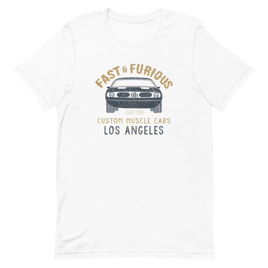Fast & furious custom muscle cars t-shirt - white