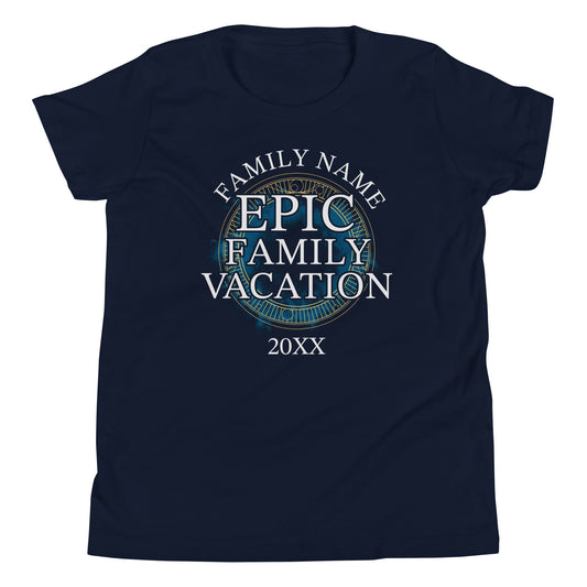 Epic universe family vacation personalized youth t-shirt - navy